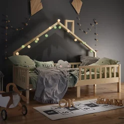 Vitalispa Lit de maison Naturel bois 90x200 cm