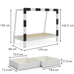 Vitalispa Lit denfant Blanc 80x160 cm avec tiroir