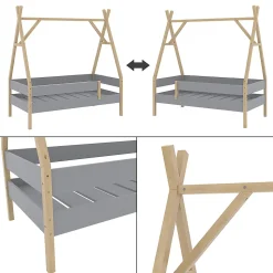 Vitalispa Lit denfant Gris 80x160 cm