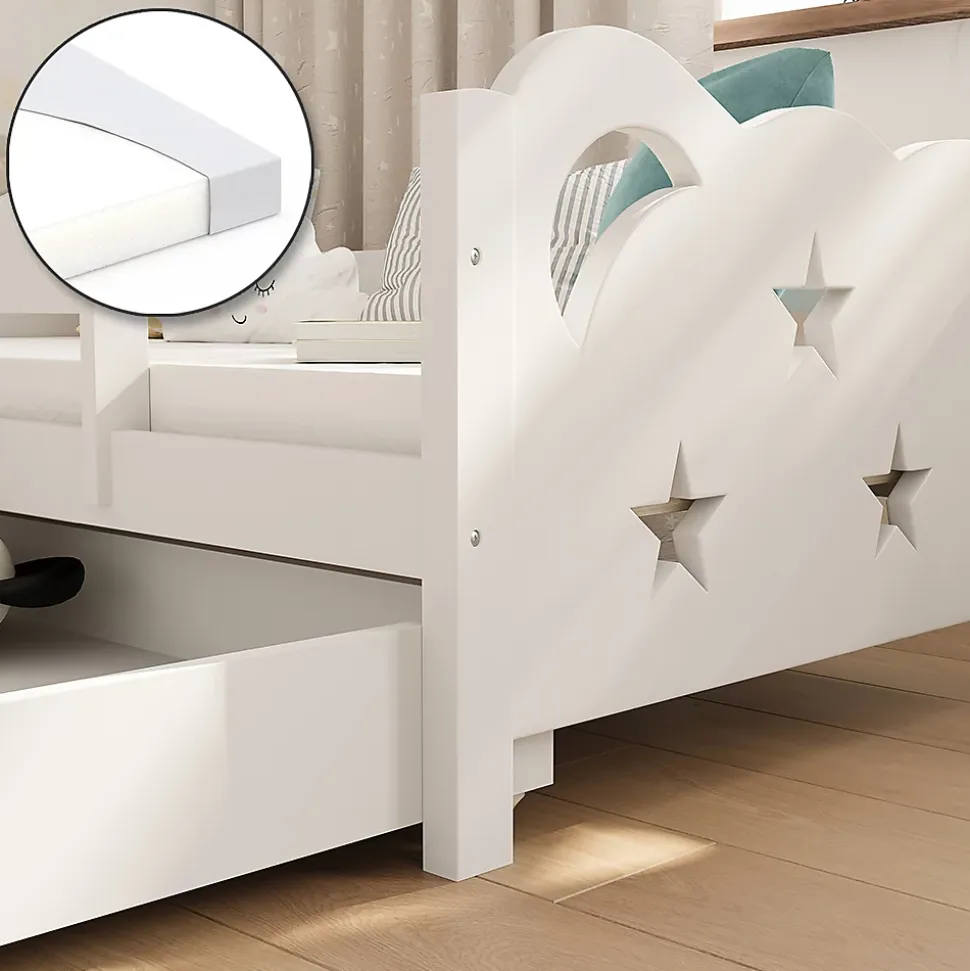 Vitalispa Lit pour enfant Blanc 70x140 cm avec tiroir et matelas