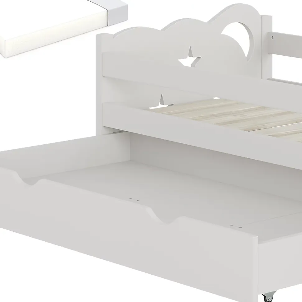 Vitalispa Lit pour enfant Blanc 70x140 cm avec tiroir et matelas