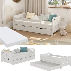 Vitalispa Lit pour enfant Blanc 70x140 cm avec tiroir et matelas