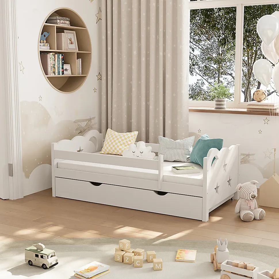 Vitalispa Lit pour enfant Blanc 70x140 cm avec tiroir et matelas