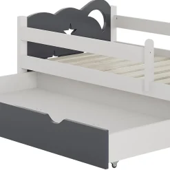 Vitalispa Lit pour enfant Gris 70x140 cm avec tiroir, sans matelas
