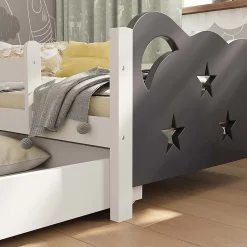 Vitalispa Lit pour enfant Gris 70x140 cm avec tiroir, sans matelas