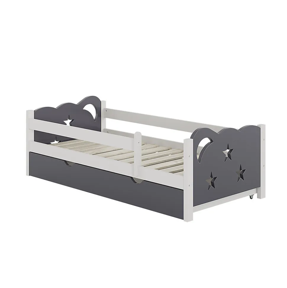 Vitalispa Lit pour enfant Gris 80x160 cm avec tiroir, sans matelas