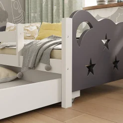 Vitalispa Lit pour enfant Gris 80x160 cm avec tiroir, sans matelas