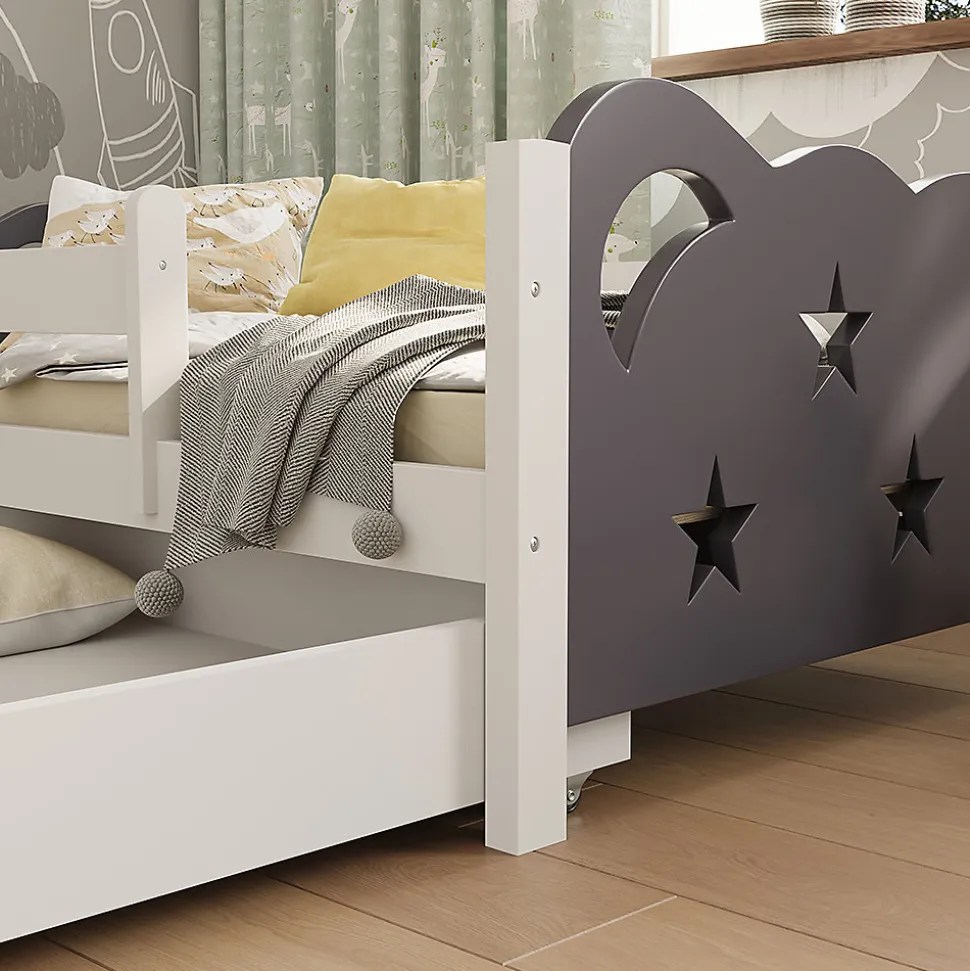 Vitalispa Lit pour enfant Gris 80x160 cm avec tiroir, sans matelas