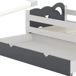 Vitalispa Lit pour enfant blanc/gris 80x160 cm avec tiroir et matelas