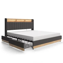 Vitalispa Lit rembourré Anthracite 180x200 cm avec matelas