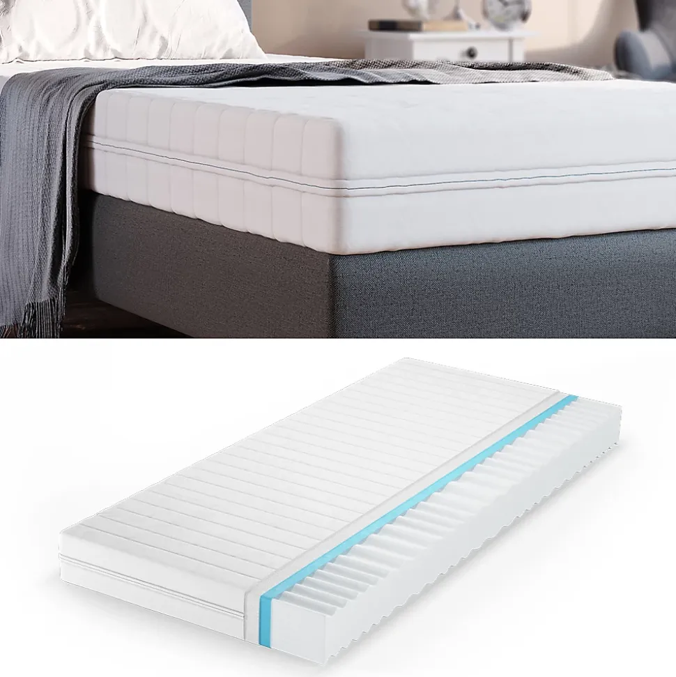Vitalispa Matelas en mousse froide Blanc 100x200cm H3 degré de dureté, 7 zones